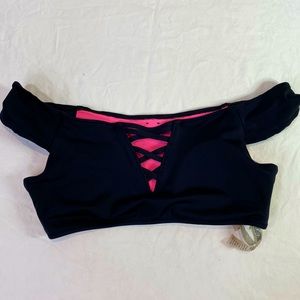 Pink Victoria secret Black and Pink Lace Up sports bra Sz S